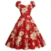 Повседневные платья Мода Лето 2024 Женская весна и напечатанная коллекция талии цветок ретро -элегантный vestidos de fiesta