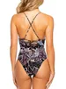 Swimsuit a croce stampicata Donne da bagno senza schienale un pezzo Scacco di costumi da bagno con bagno femminile che fa il bagno per nuoto da bagno 240423