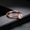 Bandas Zhouyang Wedding Rings for Women Classic Forever Perfect Cut 1 Carat Zircon Rose Gold Color 6 Garras Presente Jóias de atacado R013