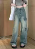 Damesjeans herfst vrouwen Harajuku Cargo Baggy Jeans 2024 Retro Street Fashion Hip Hip Extra grote casual brede benen demin broek y2k losse broek YQ240423