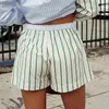 Dames shorts vrouwen pyjama bokser streep knoppen elastische taille comfortabele slaap zomer casual bodems