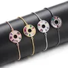 Charmarmband pipitree Vacker multicolor kubik zirkonium rund cirkel armband skjutreglage bröllop brud för kvinnor smycken