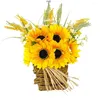 Fleurs décoratives couronnes de tournesol pour porte d'entrée couronne d'automne ferme d'automne de décoration de maison