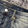 Mens jeans paarse ontwerper voor broek borduurwerk quilten gescheurde tren vintage pant vouw slanke mager mode druppel levering kleding doek dhzuo