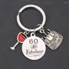 Keychains 60e anniversaire Keychain Happy Ring Gift with Black Jewelry Box Hommes Men Anniversaire de mariage ou