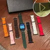 Saffiano Leather Strap Designer Apple Watch Band For apple Watch ultra Bands 49mm 40MM 41mm 45mm 44mm 42mm Series 9 8 7 6 5 Bands Luxury P Triangle Nameplate iwatch band