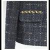 Женские куртки французский клетчатый твидовый пальто Роскошное черное золото