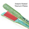 Rhinestone Flat Titanium Straightener Dual Voltage Iron Professional Hair Tools LCD Display 2 Inch Plate Irons