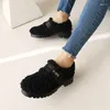 Lässige Schuhe Faux Sheep Fleece Fell Winter warme Mädchen Flach Orange Slip-on-Schnalle-Gurt Design Mode weibliche Ladung Wohnungen Wohnungen