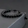 Strands Beaded Bracelet Handmade 4 6 8mm Natural Stone Shiny Black Onyx Beads Bracelets & Bangles Adjustable Size Obsidian Wrist Jewelry