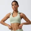 Yoga outfit Turndown Collar Fitness Top Women Halter U Neck Workout Sports Bra Gym Underkläder Backless Padded Active Female 2024