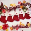 Décorations de Noël tricot bas 18x14cm chaussettes de flocon de neige rouge Alphabet 26 lettres de Noël