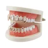 Grills Gold Plated 18k Full Hollow Tiger Teeth Hip Hop Teeth Set for Men and Women Vampire Teeth Halloween Accessories