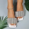 Slippels Zomer Rijnste slippers voor dames nieuwe witte kristal appartement flip flop flops outdoor luxe merk ontwerp sandalen maat 43 H240423