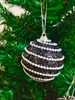 8cm black and white thread flocking Christmas ball Christmas tree decoration ball Pendant wedding hand-decorated high-end ball