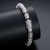 Hochwertiger Hip -Hop -Schmuck 7mm Sterling Sier Micro a gepflasterte VVS Moissanit Diamant ECED Out Zylinderverbindungskette Armband