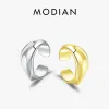 Örhängen Modian 1st 925 Sterling Silver Smooth Geometric Design Fashion Clip Earrings Stapble Ear Cuff For Women Girls Party Jewelry