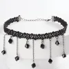 Kolyeler Retro Vintage Gotik Chocker Harajuku Aşk Kalp Chokers Goth Siyah Kadife Kalp Kristal Kolye Suçlu Kolye