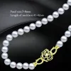 Halsband meibapj 78mm runda riktigt naturliga sötvatten pärlpärlor halsband 925 silver leopard/blad klämmer fina bröllop smycken för kvinnor