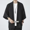 Мужские жилеты Мужчины плаще кимоно, пара, hombre черное пальто, белая пляжная рубашка летняя haori Unisex Samurai Одежда японская
