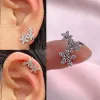 Boucles d'oreilles 1pcs coréens Nouveaux fleurs en cristal mignonnes coréennes Clip boucles d'oreilles pour les femmes mode brillant zircon oreille enveloppe