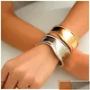 Bangle Bangle Ingemark Boho Glossy Metal Wide Cuff Open Arm Bangles Women Punk Gold Color Charm Bracelets Grunge Jewelry Steampunk Men Dhs30