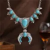 Necklaces 2023 New Indian Ethnic Statement Turquoise Resin Necklace Women Bohemian Big Chunky Vintage Squash Necklace Jewelry