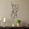 Decoratieve beeldjes metalen muur kunst minimalistische gezichtslijnen hangende decoratie abstract ijzer sculptuur Nordic Style Home Decor