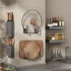 Storage Kitchen Rack Chopsticks Basket Holders Gun Gray Aluminum Household Drain Knife Holder Supplies Storage Wall Organizer Accessory