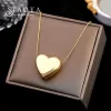 Collane hip hop europea e americana Simple Metal Peach Heart Cuore Titanium in acciaio Collana Sexy Clavicle Chain per donna 2023