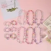 Strands 2pcs/Set Natural Wooden Beads Jewelry Cute Animal Pattern Charms Necklace Bracelet Jewelry Set For Children Party Birthday Gifts