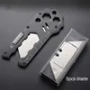 Multifunction EDC Keychain Paper Knife Box Cutter Outdoor Tools Camping Hiking Climbing Stainless Steel Fold Knife Hex Wrench