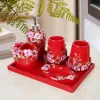 Sets rotes Badezimmerzubehör Sethome Decorwedding Craftsmake Up Storage Boxbadezimmer TrayTissue Boxtoilet Pinselhalterdesktop