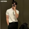 Erkek lüks örgü polo gömlek çizgili katı düğme yukarı poloshirtshort kollu erkek tişört Topskorean sade kpop kıyafetler240416