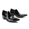 Kleiderschuhe Italienisch hochwertige Herren Heels Schwarz echtes Leder formelles Bürogeschäft Oxford Gentleman spitzer Zapatos