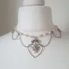Colliers faits à la main les boucles perlées perlées roses angéliques daints avec des coeurs et des charmes chérubaux y2k bijoux indie bijoux fée