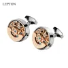 Links Hot Sale Functional Watch Movement Cufflinks Lepton Steampunk Gear Watch Mechanism Cufflink for Mens Relojes gemelos