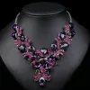 Colliers Luxury Exquis Purple Crystal Flower Bijoux pour femmes ACCESSOIRES DE MEUAGE ACCESSOIRES RHINESTON BOUCES D'OREURS COLLIC