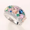 Zespoły Huitan Multi kolorowe sześcienne cyrkonia pierścionki nowo zaprojektowane wesele zaręczynowe luksusowe akcesoria