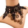 Colliers Steampunk Gothiccharm Choker Flower Hollow Flower Sexy Lace Collier Bijoux Accessoires Colliers Femme Conception de chaîne de vitesses Conception