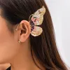 Ohrringe purui exquisites grün/blau/rosa halbe Schmetterlingsklammohrringe für Frauen Strass links Ohrclipschmuck Süßes Y2K -Accessoires