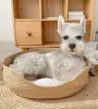 Mats Hoopet Four Seasons Pet Bed Kennel For Cat Puppy Dog Beds Soffa Handgjorda bambuvävning Cat Cozy Nest Pet Accessories