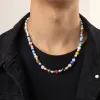 Necklaces CCB and Imitation Pearl Beads Choker Necklace Men Trendy Beaded Chain Necklace 2023 Fashion Jewelry on the Neck Accessories Male