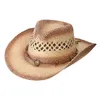Beralar Western Straw Hat Nefes Boş Boş Out Geniş Brim Cowboy Caz Kapağı Kadın Erkekler