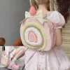 Borse kawaii borse zaino per torta alla fragola per donne sacchetti di spalla lolita rosa dolce per ragazze