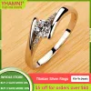 Bande Gioielli di tendenza Bianco White Tibetan Silver Rings for Women Round Zircon Crystal Ring Promise Engagement Charming Band Shipping gratuito