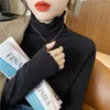 Women's T Shirts Woman Tshirts Turtleneck Long-Sleeved T-shirt Autumn Winter Ruffled Top Tops Mujer Camisetas