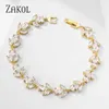 Zakol Trendy Cubic Zirconia Braccialetti da sposa per donne Braccialette per foglie di colore in oro bianco Gioielli da sposa chiorli 240423 240423