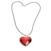 Necklaces Heart Crystal Pendant Korean Red Heart Necklace Bright red Crystal Heart Charm Necklace Black Leather Rope 18 Inch Long Jewelry