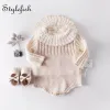 One-Pieces Ins the new age season infants baby lotus leaf collar baby vest suit jacket + wool clothing climb clothes romper girl